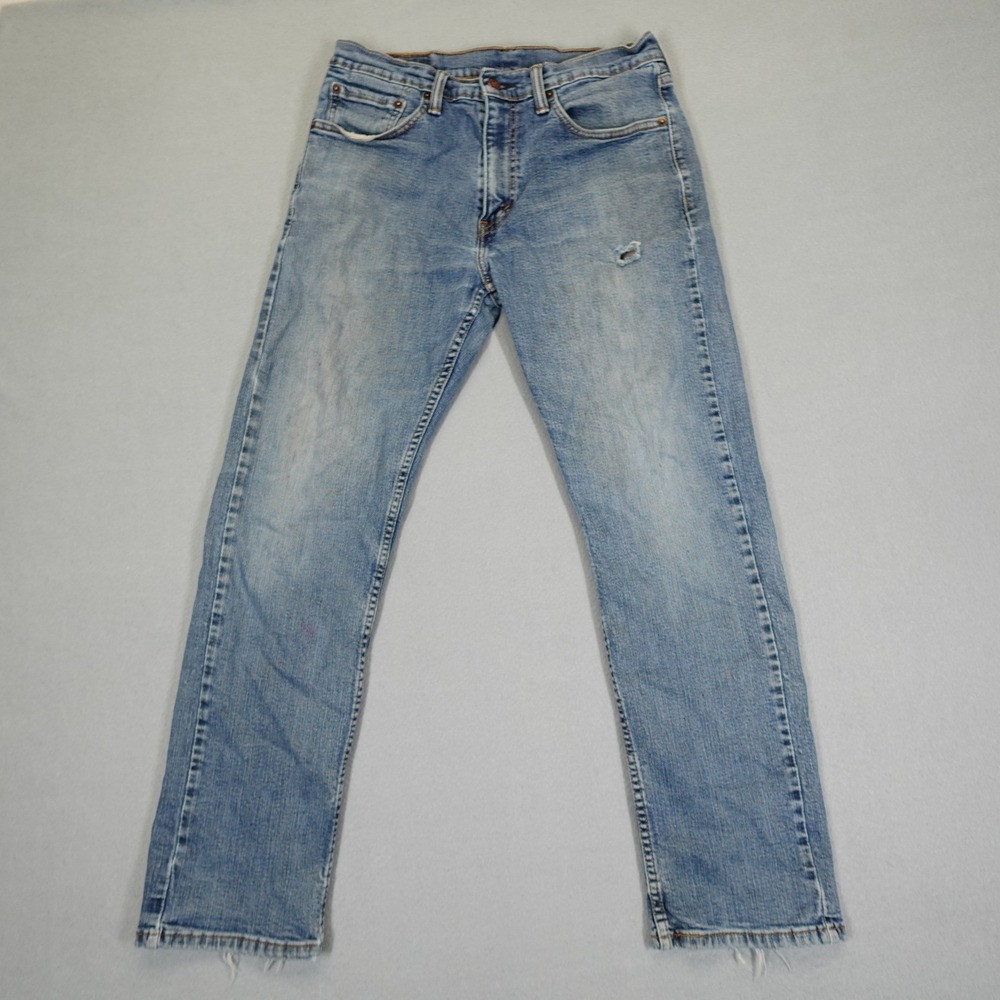 Levi's 505 Jeans Mens 32x30 Blue Slim Fit Distressed Denim Casual Workwear